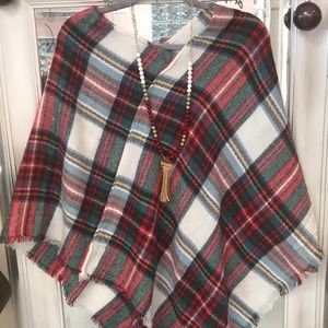 Plaid poncho